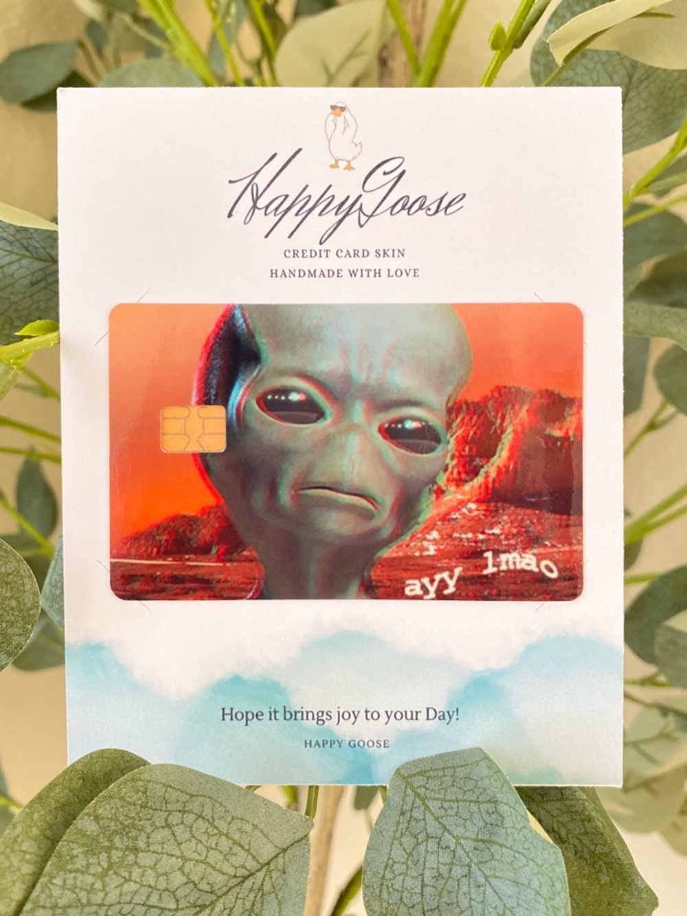 2/$16 Funny Alien 'ayy lmao' Credit Card Skin Bank Card Sticker Decal Teal & Red